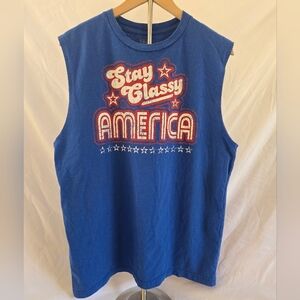 Stay Classy America Patriotic Sleeveless Graphic Tee Size Large | Vintage Style